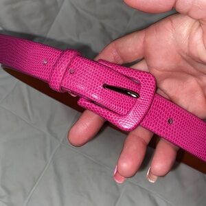 New LAUREN RL bright pink leather 1in wide womans belt M